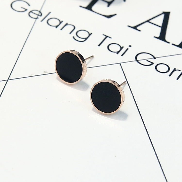 Black round rose gold earrings for women-Jewearrings