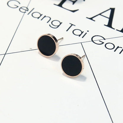 Black round rose gold earrings for women-Jewearrings