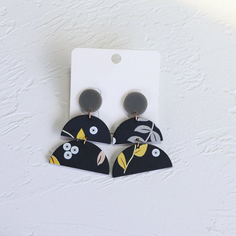 Black Series Printed Acrylic Earrings-Jewearrings