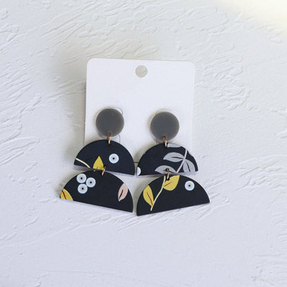 Black Series Printed Acrylic Earrings-Jewearrings