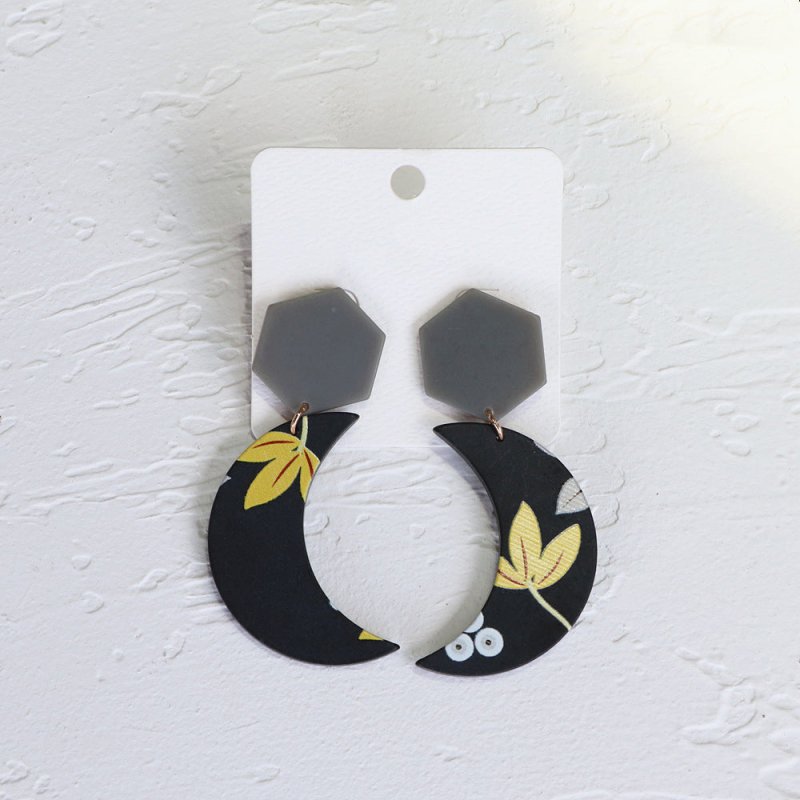 Black Series Printed Acrylic Earrings-Jewearrings