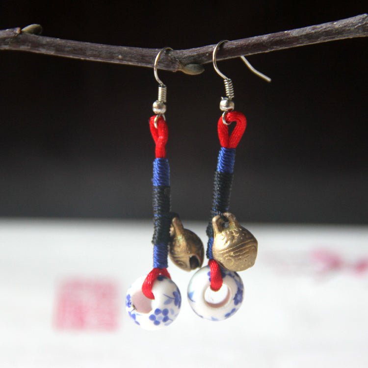 Blue and white porcelain earrings-Jewearrings