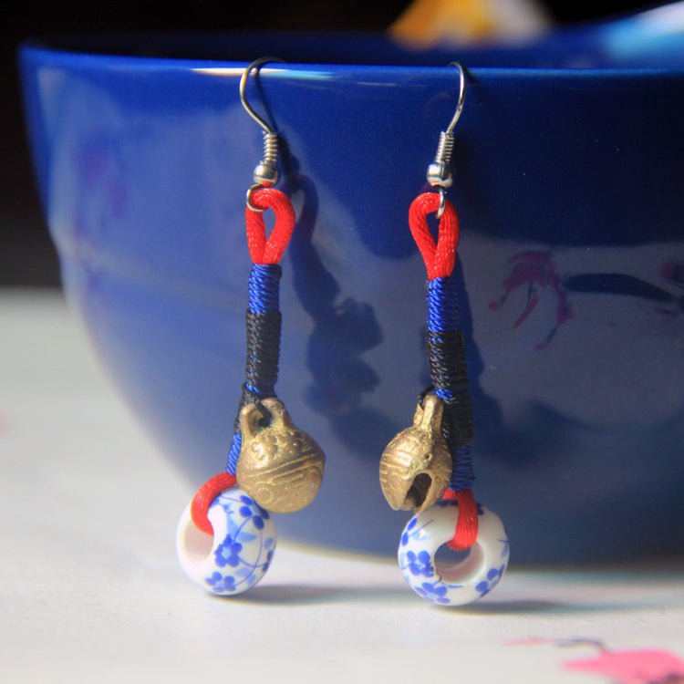 Blue and white porcelain earrings-Jewearrings