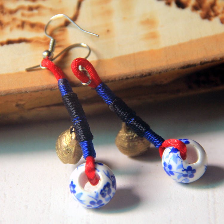 Blue and white porcelain earrings-Jewearrings