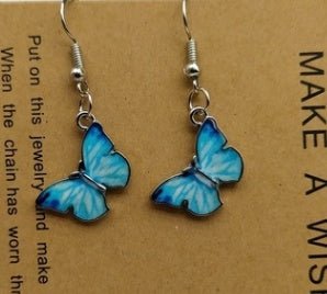 Blue Butterfly Drop Earrings for Women Multicolor Alloy Dangle Earrings Statement Earring Wedding Jewelry Wholesale-Jewearrings