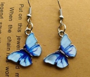 Blue Butterfly Drop Earrings for Women Multicolor Alloy Dangle Earrings Statement Earring Wedding Jewelry Wholesale-Jewearrings