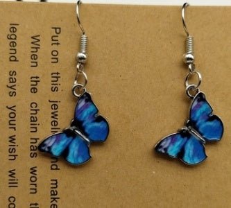 Blue Butterfly Drop Earrings for Women Multicolor Alloy Dangle Earrings Statement Earring Wedding Jewelry Wholesale-Jewearrings