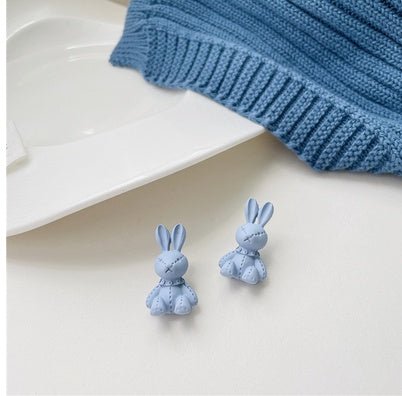 Blue Butterfly Flower Bunny Earrings-Jewearrings