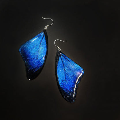 Blue Butterfly Wing Stud Earrings Long-Jewearrings