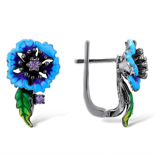 Blue cornflower earrings-Jewearrings