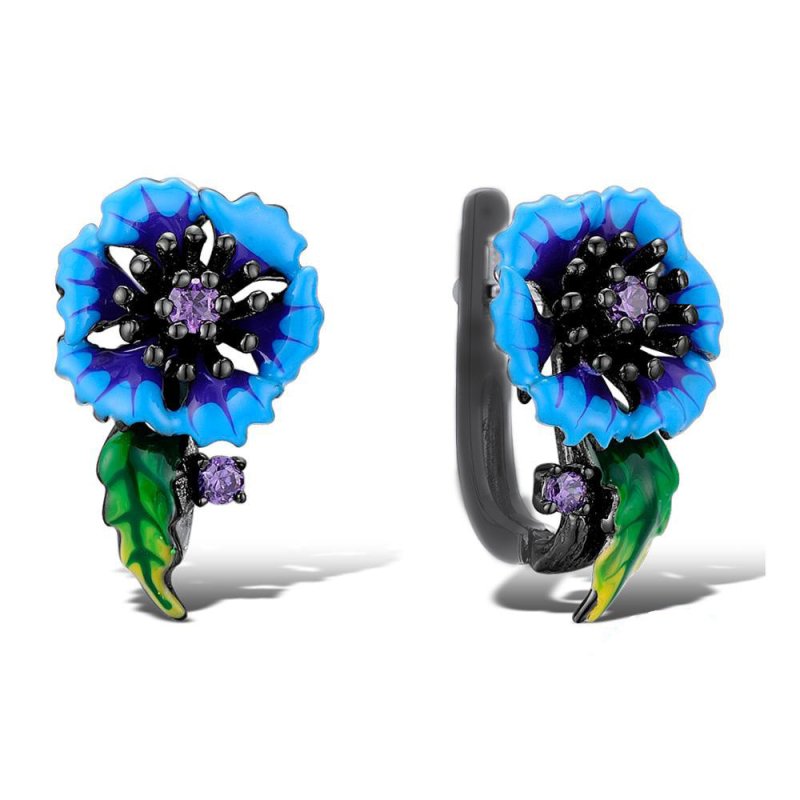 Blue cornflower earrings-Jewearrings