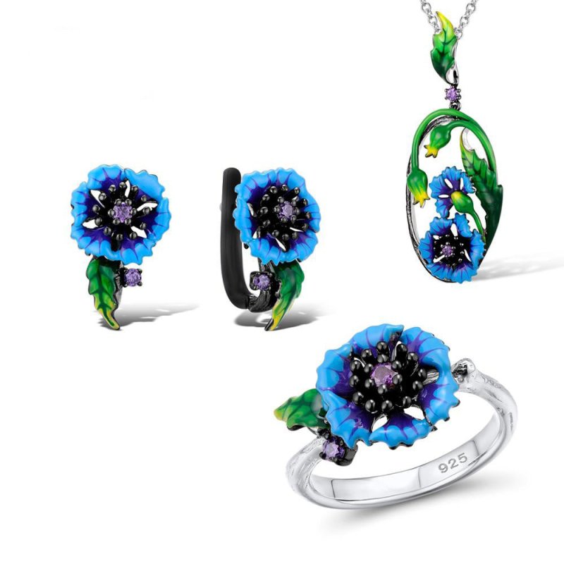 Blue cornflower earrings-Jewearrings