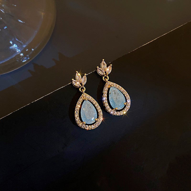 Blue Crystal Earrings French Fashion Retro-Jewearrings