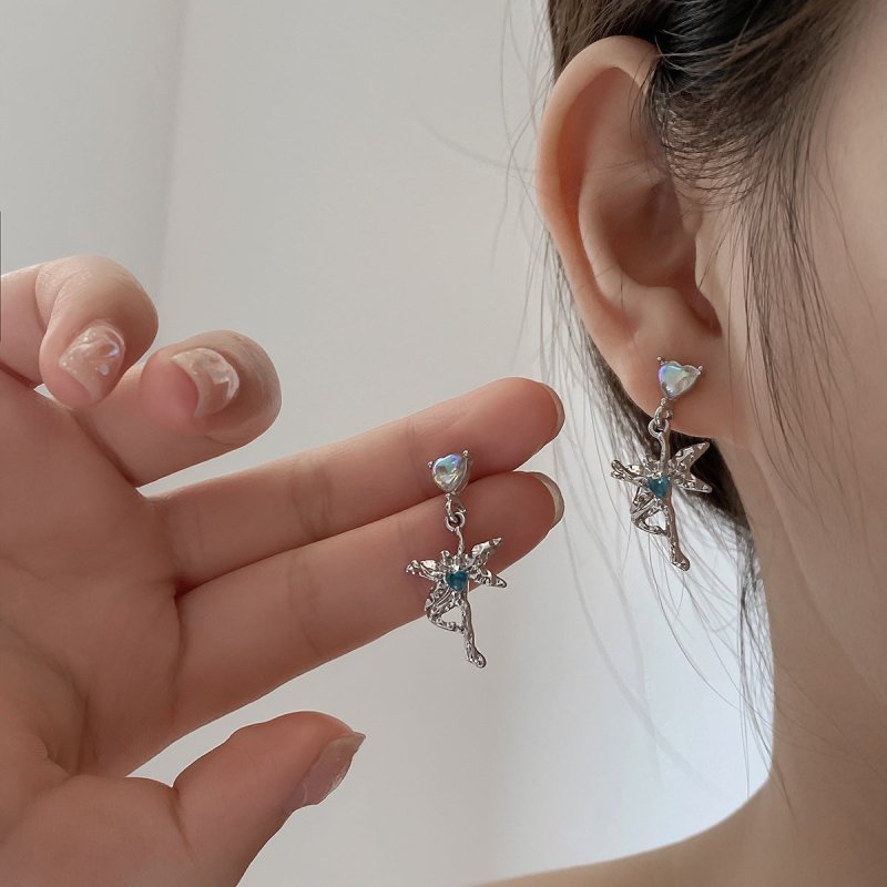 Blue Dancing Elf Earrings Women's Niche Design-Jewearrings