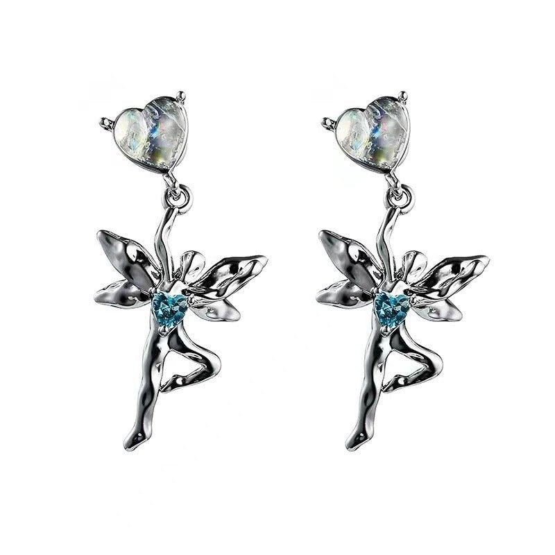 Blue Dancing Elf Earrings Women's Niche Design-Jewearrings