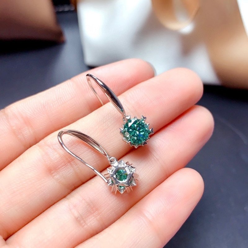 Blue Green Moissan Diamond Earrings Crystals Clean-Jewearrings