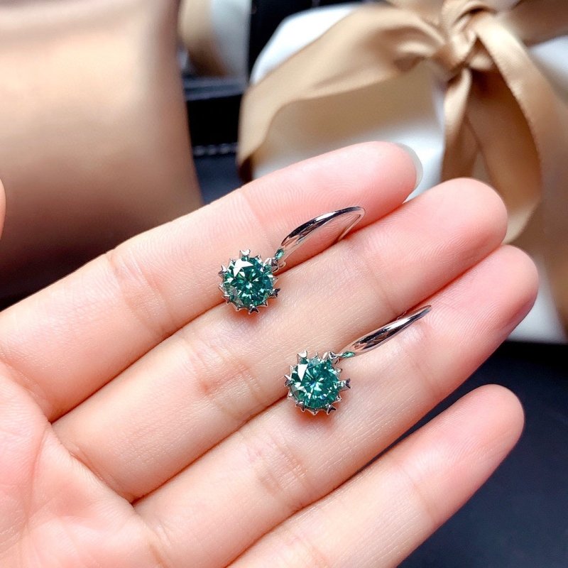 Blue Green Moissan Diamond Earrings Crystals Clean-Jewearrings