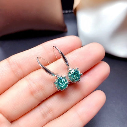 Blue Green Moissan Diamond Earrings Crystals Clean-Jewearrings