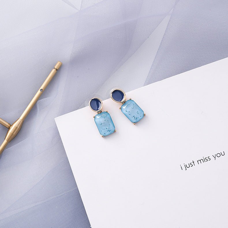 Blue Grey Earrings female geometric Earrings-Jewearrings