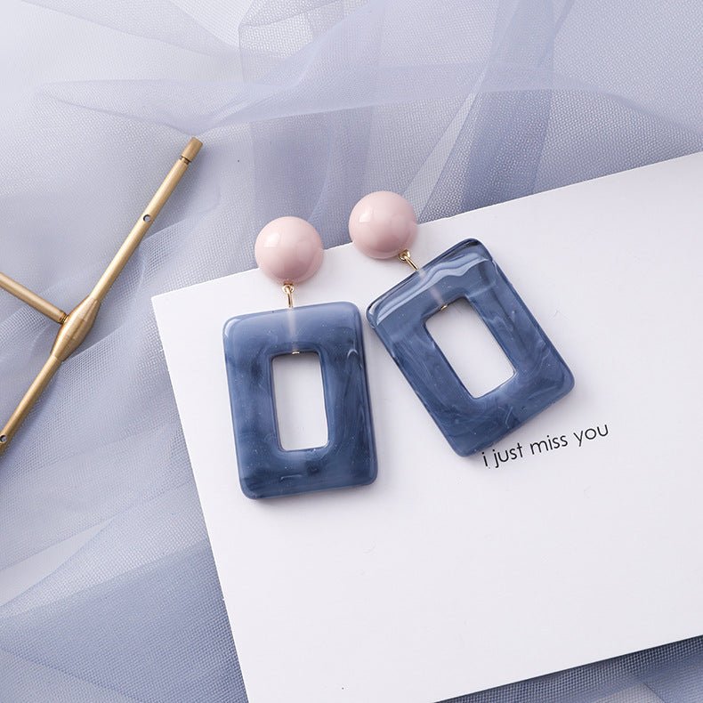 Blue Grey Earrings female geometric Earrings-Jewearrings