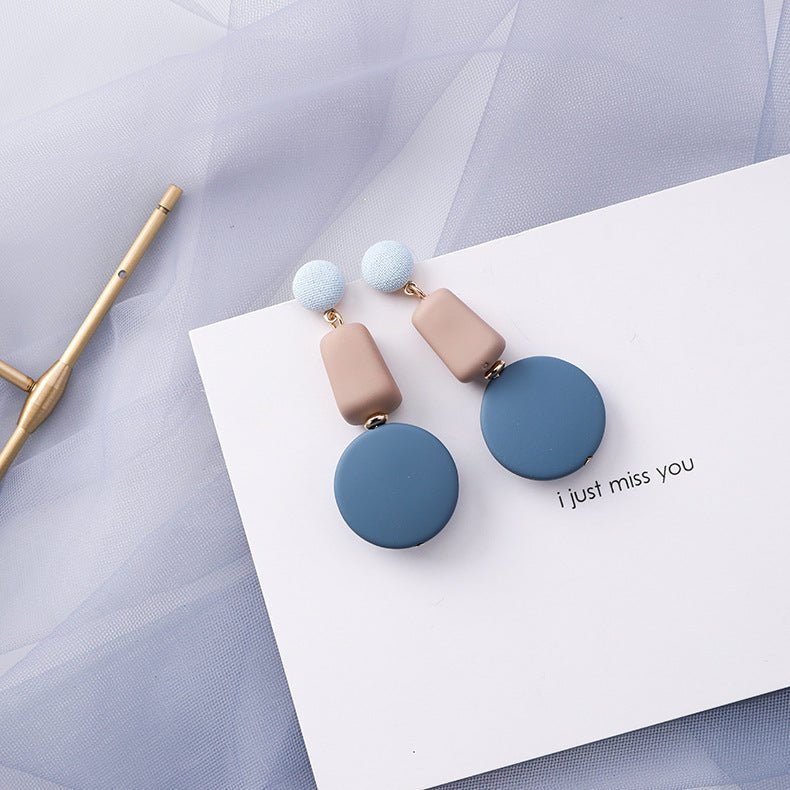 Blue Grey Earrings female geometric Earrings-Jewearrings