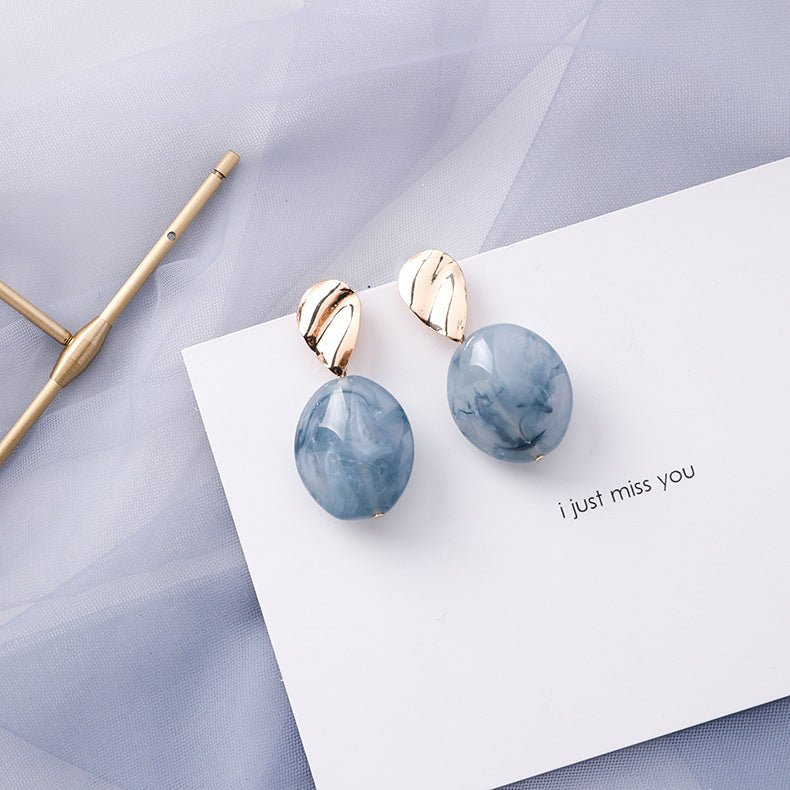 Blue Grey Earrings female geometric Earrings-Jewearrings