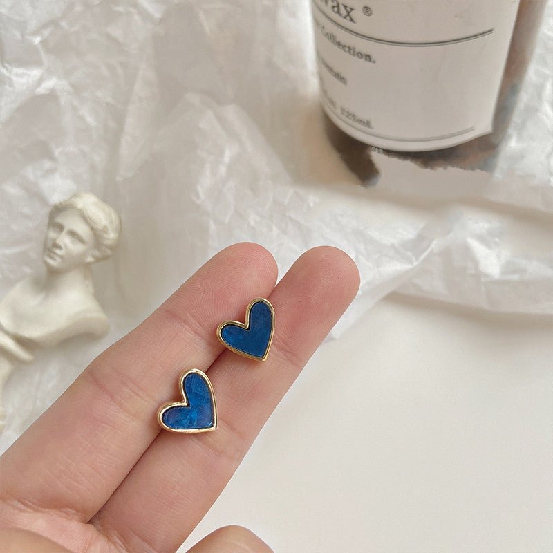 Blue Heart Ear Clip No Ear Hole Women''s Advanced Fake Earrings-Jewearrings