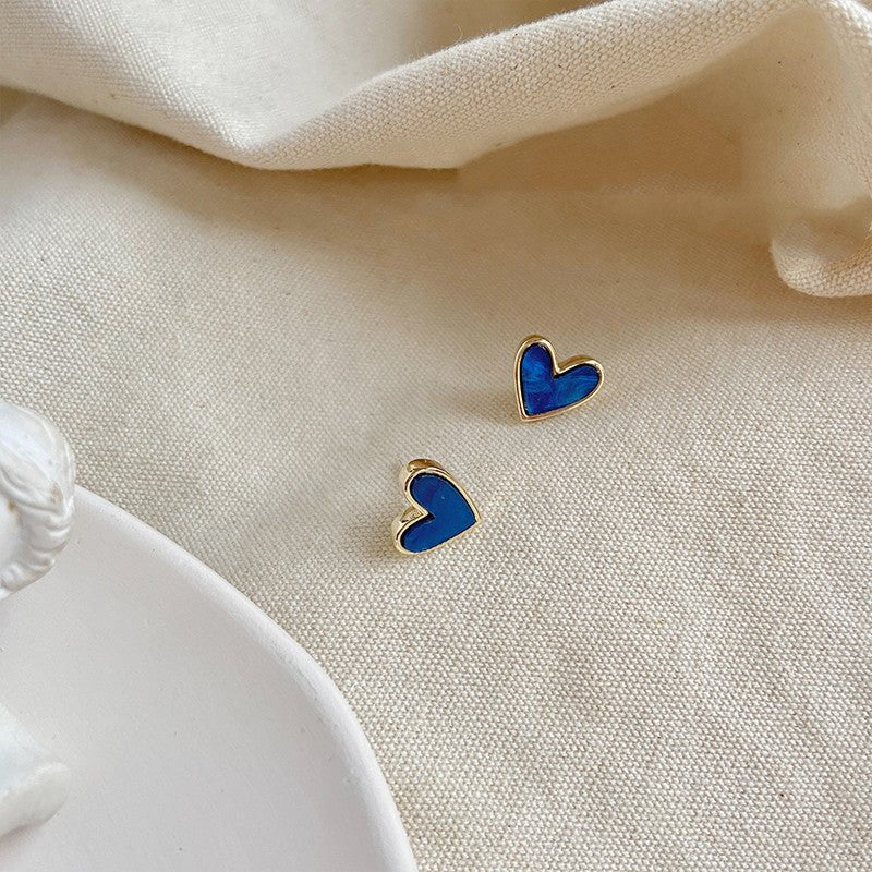 Blue Heart Ear Clip No Ear Hole Women''s Advanced Fake Earrings-Jewearrings