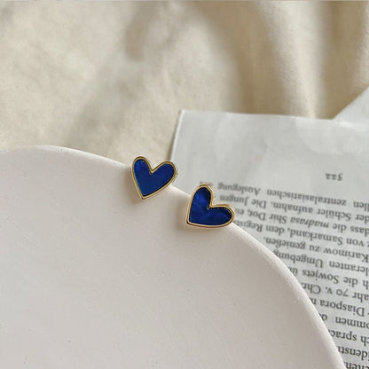 Blue Heart Ear Clip No Ear Hole Women''s Advanced Fake Earrings-Jewearrings