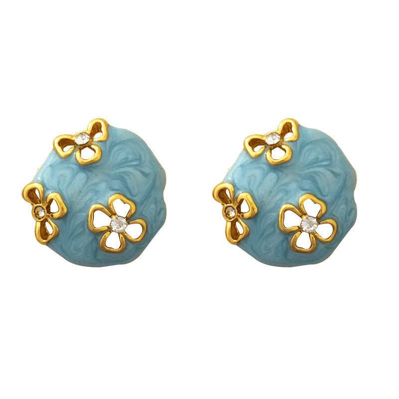 Blue Hollow Geometry Stud Earrings-Jewearrings