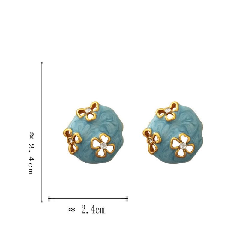 Blue Hollow Geometry Stud Earrings-Jewearrings