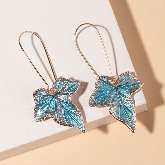 Blue Maple Leaf Earrings Cool-Jewearrings