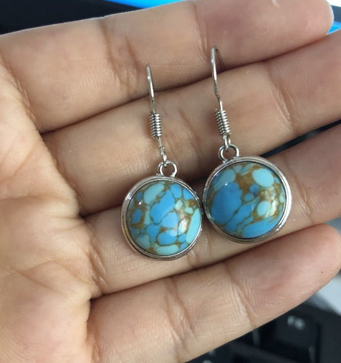 Blue pine stone earrings-Jewearrings