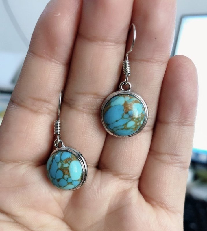 Blue pine stone earrings-Jewearrings