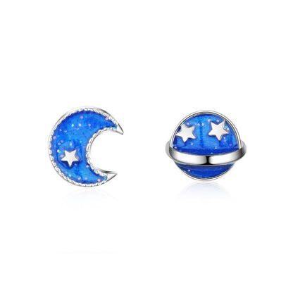 Blue Planet Stud Earrings For Women-Jewearrings