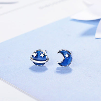 Blue Planet Stud Earrings For Women-Jewearrings