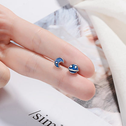 Blue Planet Stud Earrings For Women-Jewearrings