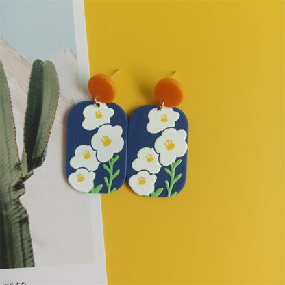 Blue Series Small Daisy Flower Women's Acrylic Earrings-Jewearrings