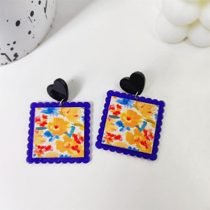 Blue Series Small Daisy Flower Women's Acrylic Earrings-Jewearrings