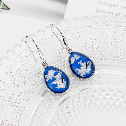 Blue Sky White Clouds Jewelry Earrings Female-Jewearrings