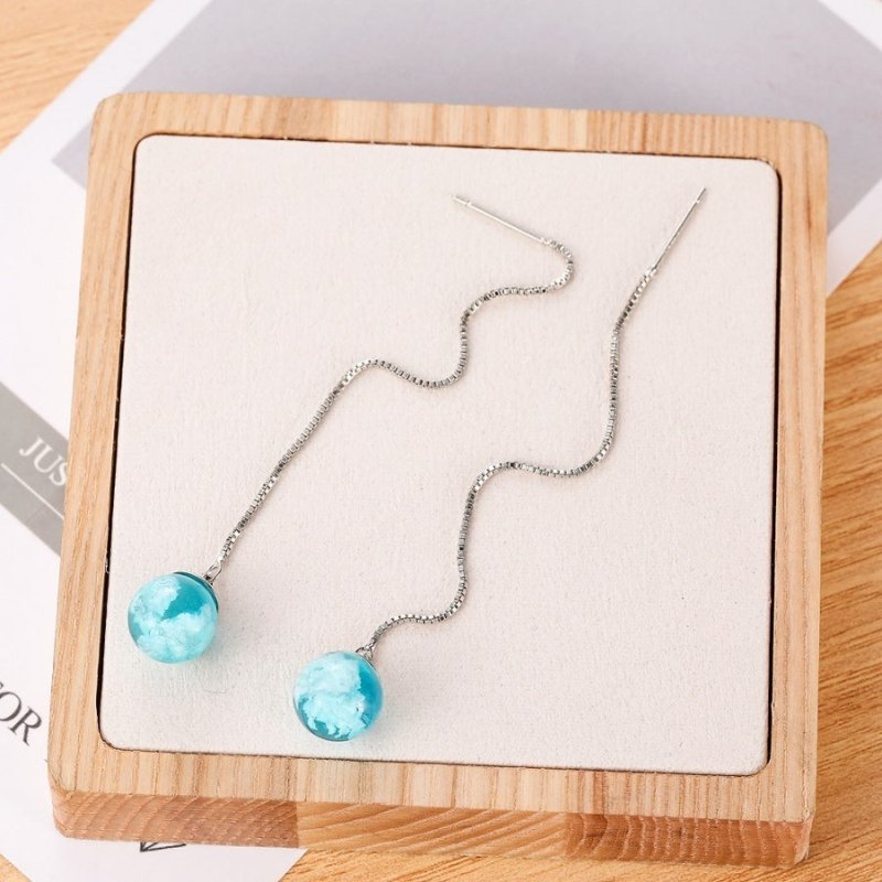 Blue Sky White Clouds Jewelry Earrings Female-Jewearrings