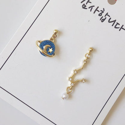 Blue universe starry stud earrings-Jewearrings