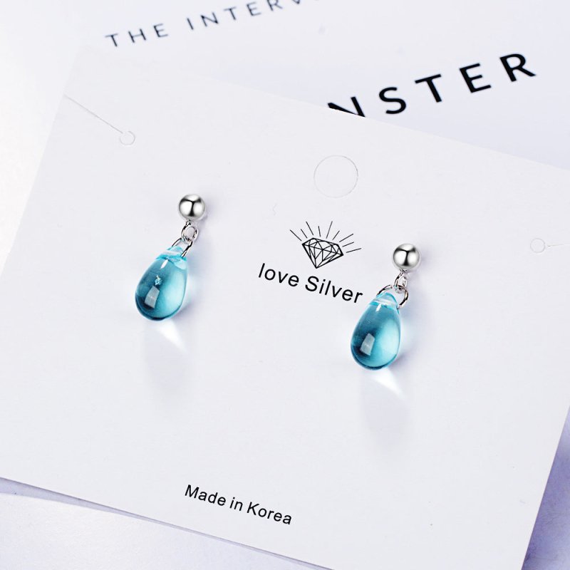 Blue water drop earrings-Jewearrings