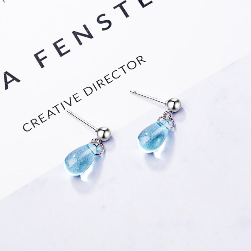 Blue water drop earrings-Jewearrings