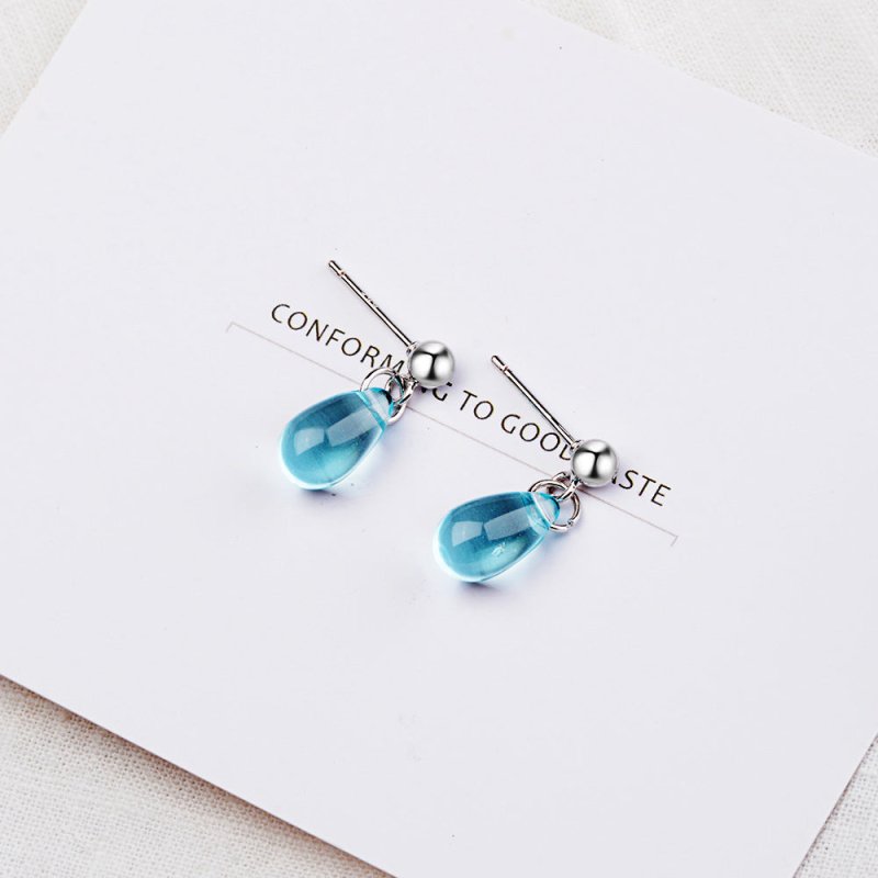 Blue water drop earrings-Jewearrings