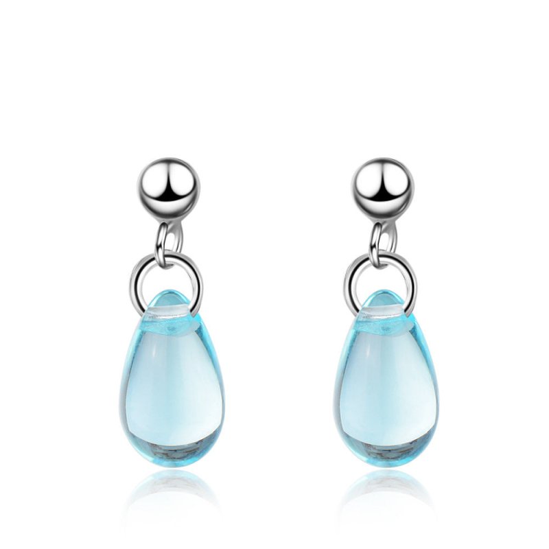 Blue water drop earrings-Jewearrings