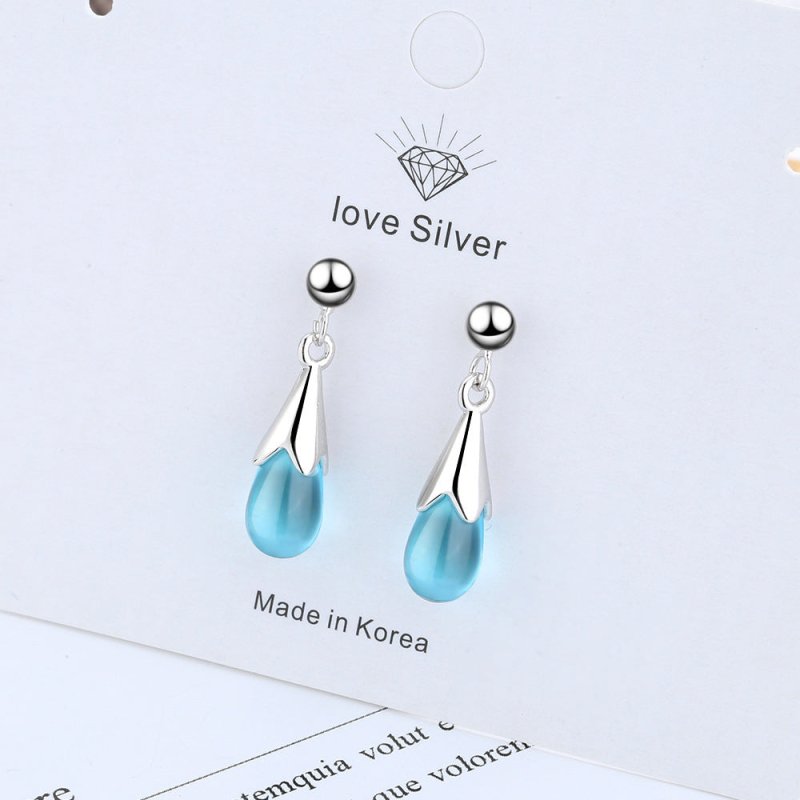 Blue Water Drop Earrings Long Tassel Sen-Jewearrings