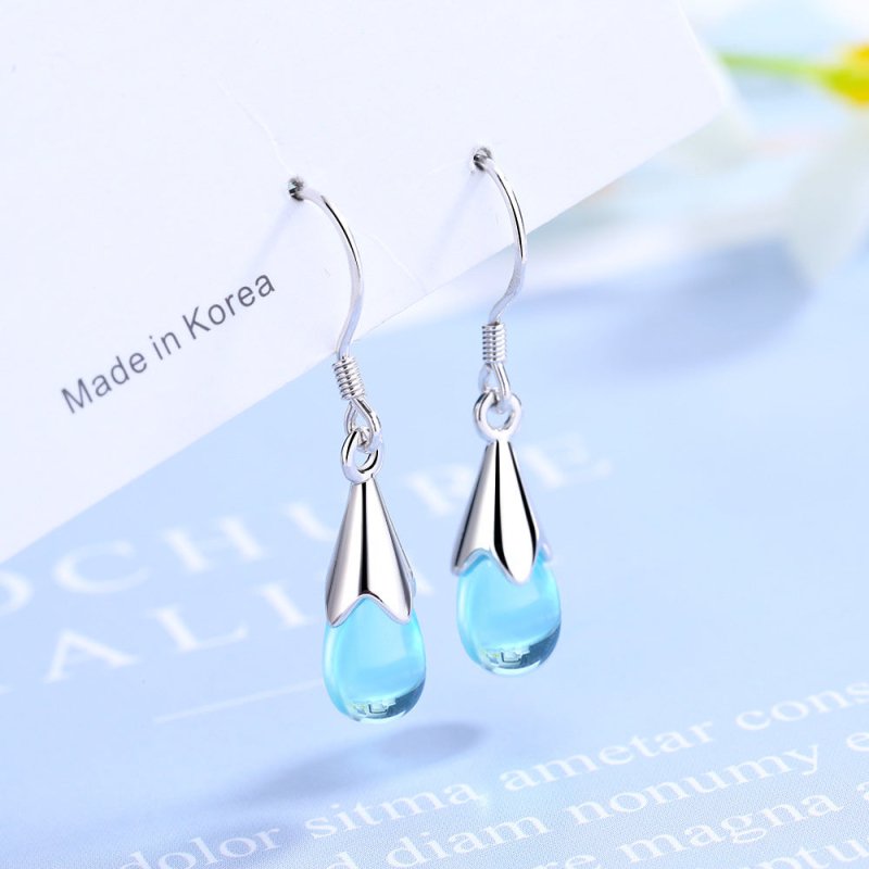 Blue Water Drop Earrings Long Tassel Sen-Jewearrings