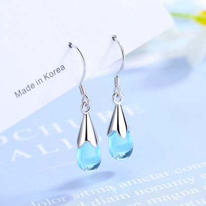 Blue Water Drop Earrings Long Tassel Sen-Jewearrings