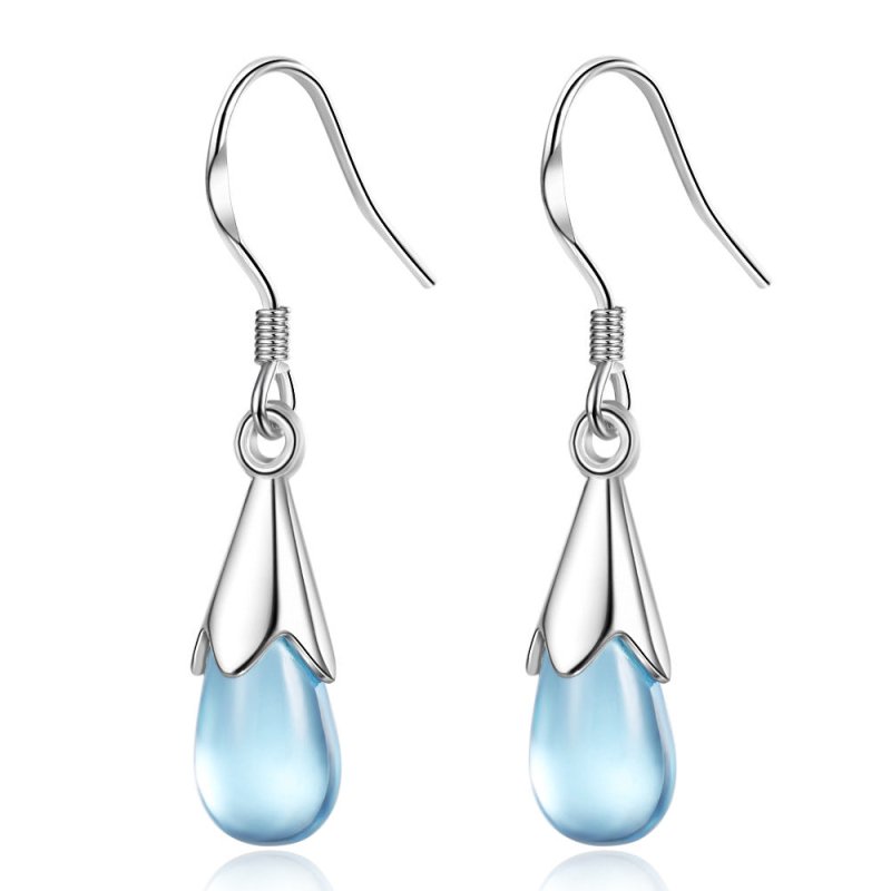 Blue Water Drop Earrings Long Tassel Sen-Jewearrings